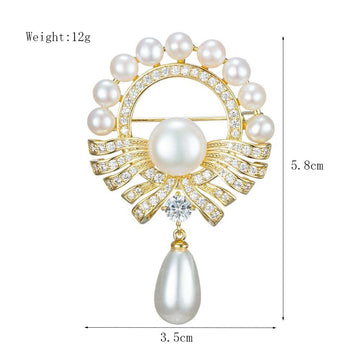 XSB077 - Elegant Pearl Drop Saree Brooch